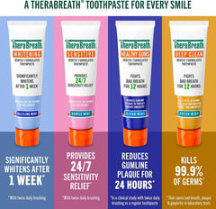 TheraBreath Whitening Toothpaste, Dazzling Mint, 4 Oz, 2-Pack | Gentle Peroxide-Free, Teeth Whitening In 1 Week, With Fluoride, Anticavity Protection