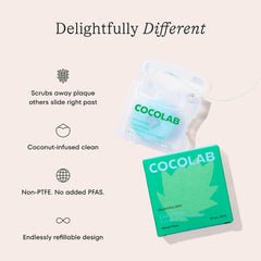 Cocolab Cocofloss Oral-Care Set, 1 Spool Dental Floss & 1 Cocoshine, Woven String Floss with Coconut Oil, Powerful Whitening Toothpaste, Dentist-Designed, Delightful Mint