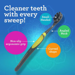 GuruNanda Butter on Gums Charcoal Toothbrush - 8000+ SoftexTM Bristles for Sensitive Teeth & Gums, Aids in Teeth Whitening, Extra Soft (6 Count)