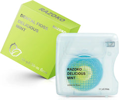 RAZOKO Coconut Oil Infused Woven Dental Floss, Vegan and Cruelty-Free, Mint Scent, 2 Month Supply(33 Yds x 1 Units)
