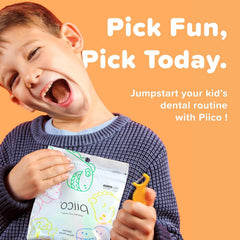 Piico No Flavor Kids Floss - No Fluoride Dual Line Dental Floss Picks - Fun Oral Care in Colorful Floss Sticks Design - Kids Flossers Prevent Tooth Decay & Gum Disease - 150 Homebox Dino & Travel Case