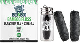 BOONBOO Dental Floss, Charcoal Woven Thread, Glass Bottle and 2 Heads Refill, Unflavored