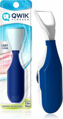 QWIK Dental Flosser | Click-to-Use, Reusable & Refillable | Pre-Loaded Floss with Travel Cover | Easy Flossing for Plaque Removal, Clean Teeth & Fresh Breath (Dark Blue)