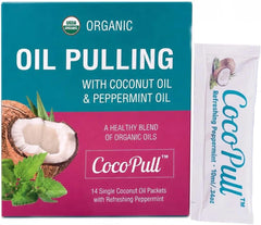 CocoPull Organic Travel Sachets Coconut Oil Pulling Fresh Breath Mouthwash | USDA