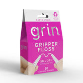 GRIN Gripper Floss, Individually Wrapped Smooth Dental Floss, 60 Count, Minty Flavor, Recyclable Packaging, Gentle Floss Tape, Finger Grips with Safe Fold Back Pick, No Shredding or Breaking