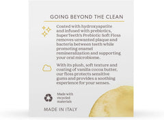 SuperTeeth Prebiotic Soft Floss with Hydroxyapatite and Xylitol, Expanding Dental Floss for Adults & Kids, Helps Sensitive Gums, Strengthen Enamel, Natural Plaque Remover, Fluoride & PFA-Free, Vanilla