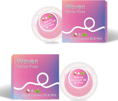 Dr. Emma Woven Dental Floss Coconut Oil Infused Expanding Dental Floss, Oral Care Stretchable Floss, Mint 33yd Pink, Pack of 2