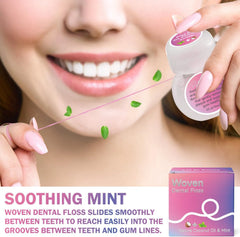 Dr. Emma Woven Dental Floss Coconut Oil Infused Expanding Dental Floss, Oral Care Stretchable Floss, Mint 33yd Pink, Pack of 4
