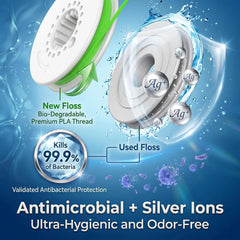 UpFlosser C1S Reusable Auto-Restringing Flosser with Replaceable Floss Capsule, Quick & Deep Clean, Portable On-The-Go Flosser, Recyclable Zero-Waste Design, Unflavored(Shell White)