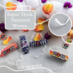 Expanding Thick Floss | Deep Cleans Gums with Woven Textured Floss | No More Bleeding Gums | Sensitive Flavors - Blueberry, Lime & Mint, Vanilla