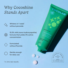 Cocoshine 15% Nano-Hydroxyapatite Formula Toothpaste by Cocolab, Fluoride-Free with Xylitol & Coconut Oil, Sensitive Teeth Whitening Formula for Adults & Kids, Lychee Breeze, 4 oz